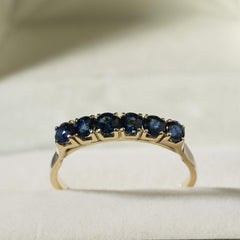 14K Gold Vintage Natural Royal Blue Sapphire Eternity Ring Stack Band O / 7.25