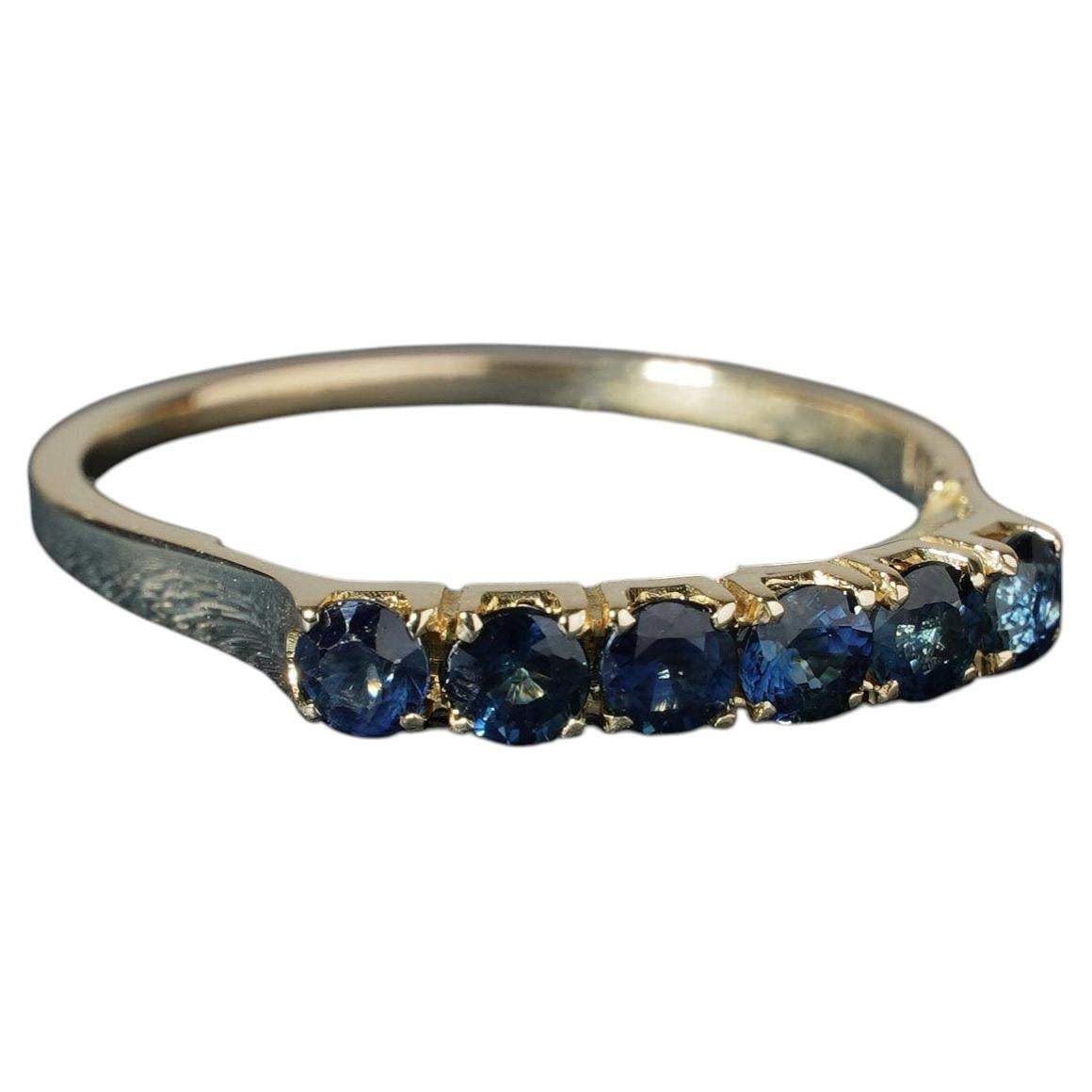 14K Gold Vintage Natural Royal Blue Sapphire Eternity Ring Stack Band O / 7.25