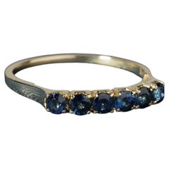 14K Gold Vintage Natural Royal Blue Sapphire Eternity Ring Stack Band O / 7.25