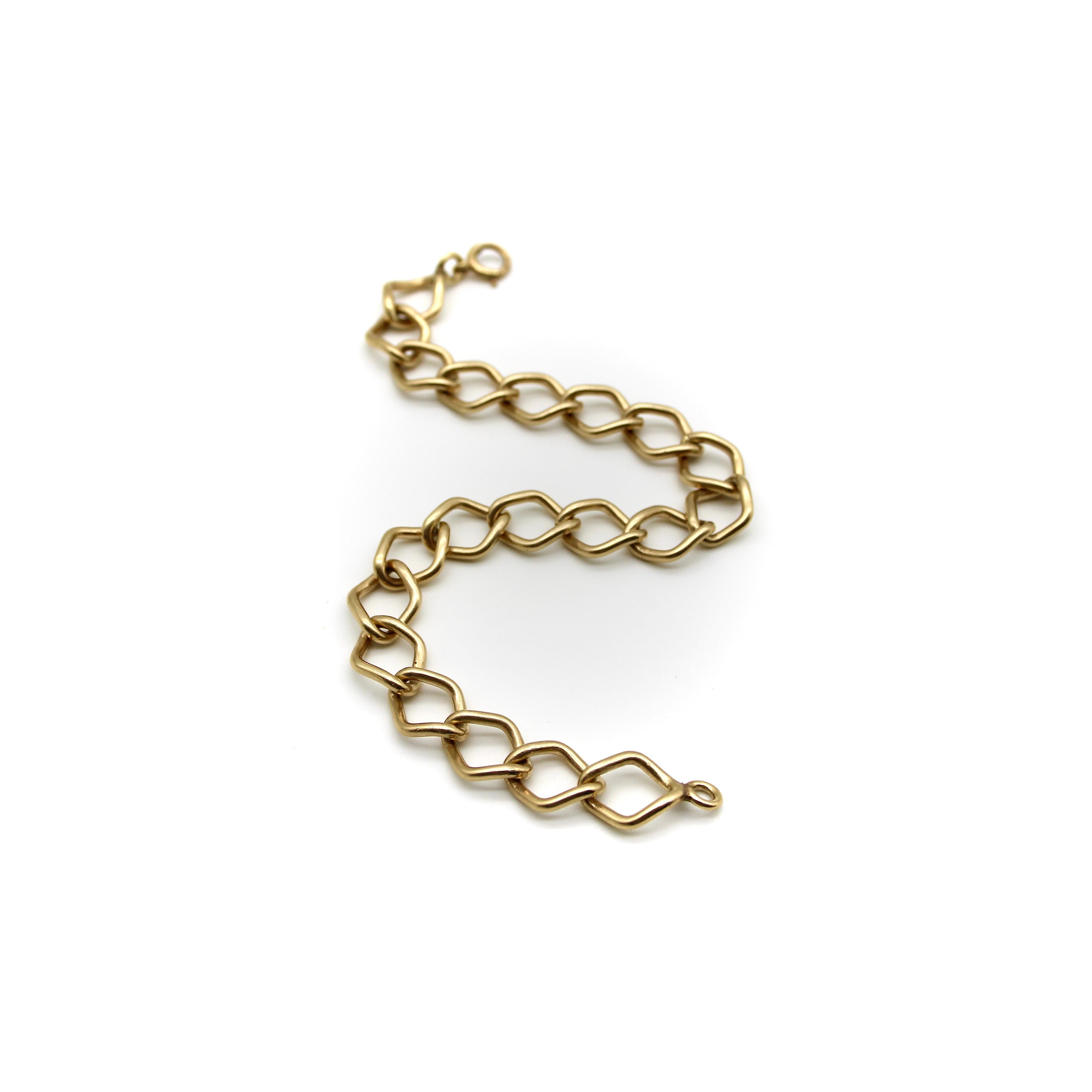 14K Gold Vintage Open Link Bracelet Moderno en venta