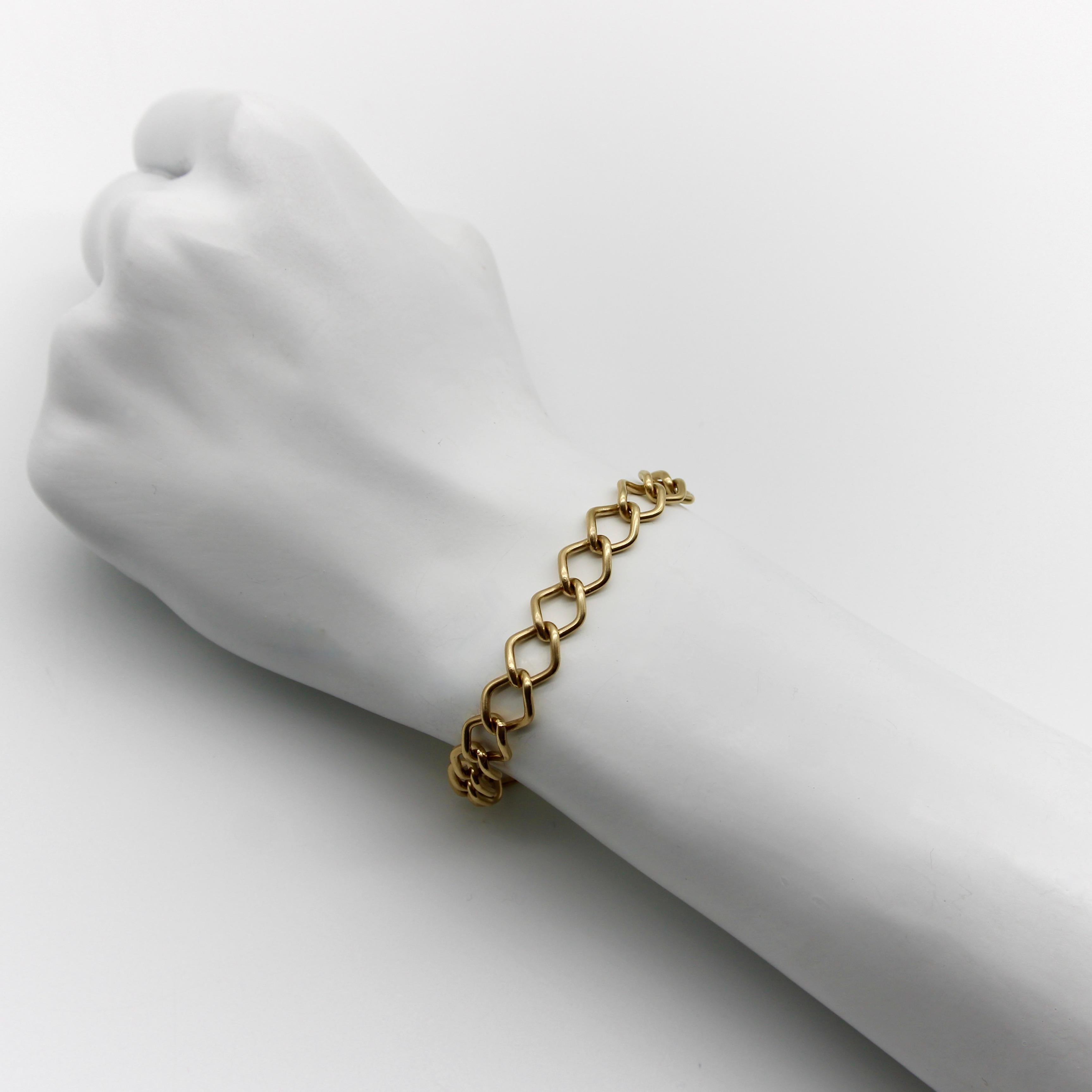 14K Gold Vintage Open Link Bracelet en Bueno estado para la venta en Venice, CA