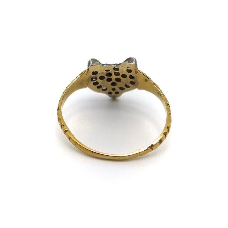 14k Gold Vintage Pavé-Diamant- und Rubin-Fischkopf-Ring im Angebot 1