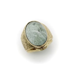 14K Gold Vintage Prehnite Cabochon Ring