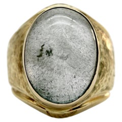 14K Gold Vintage Prehnite Cabochon Ring