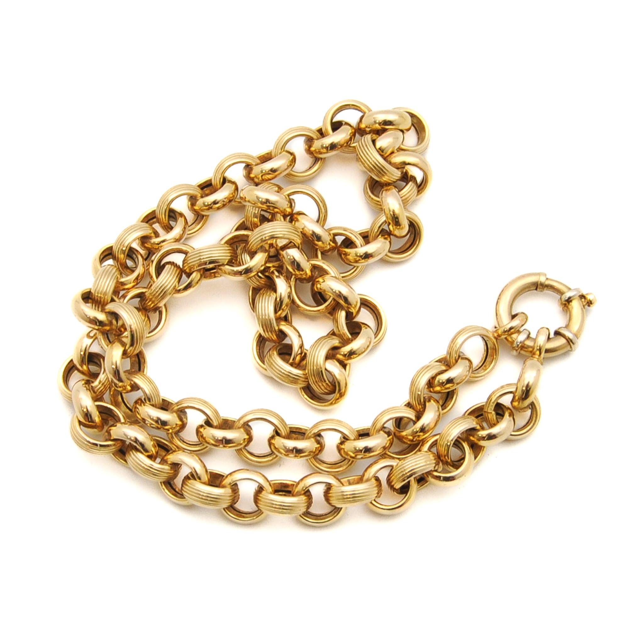 Women's or Men's 14K Gold Vintage Rolo Link Belcher Chain Necklace