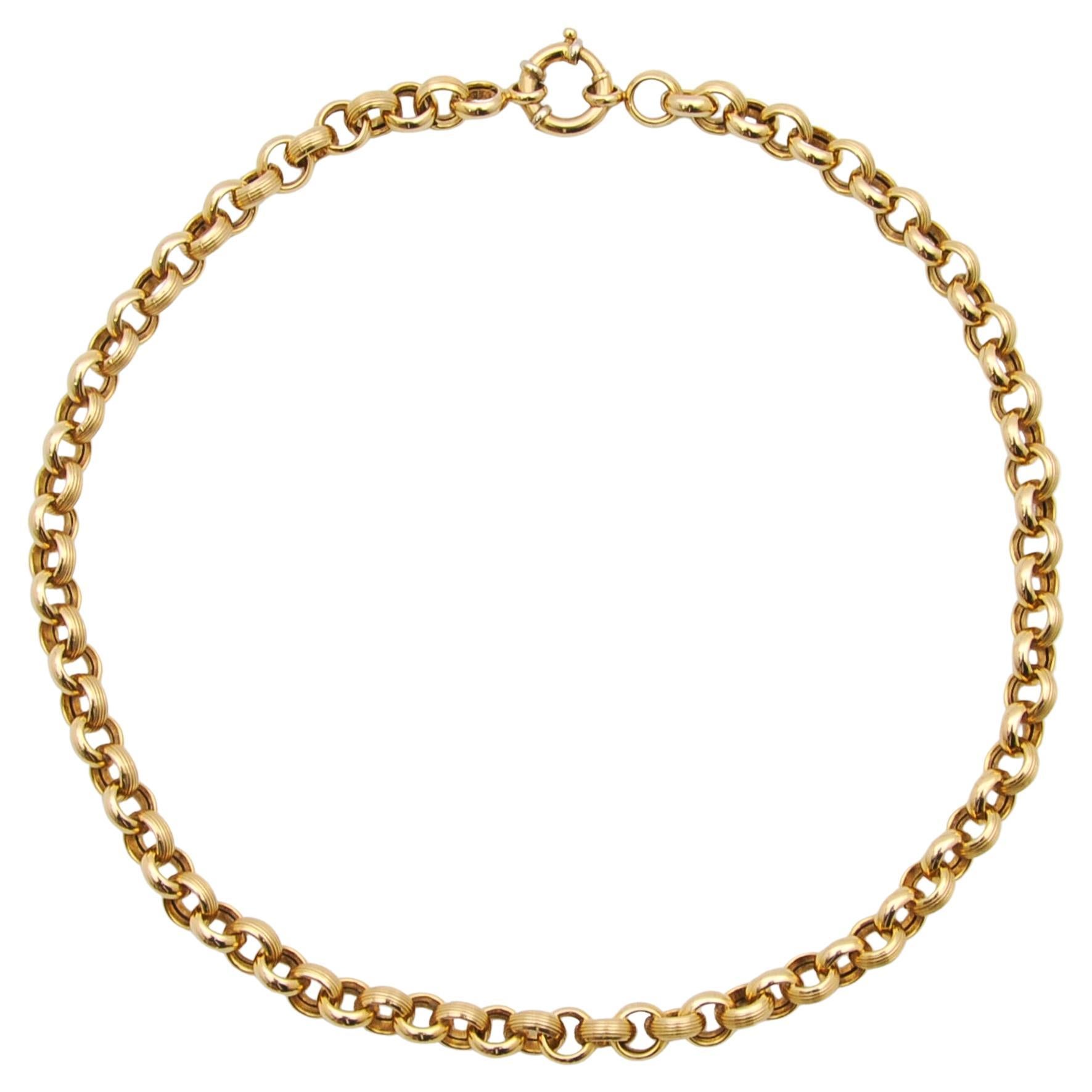 14K Gold Vintage Rolo Link Belcher Chain Necklace