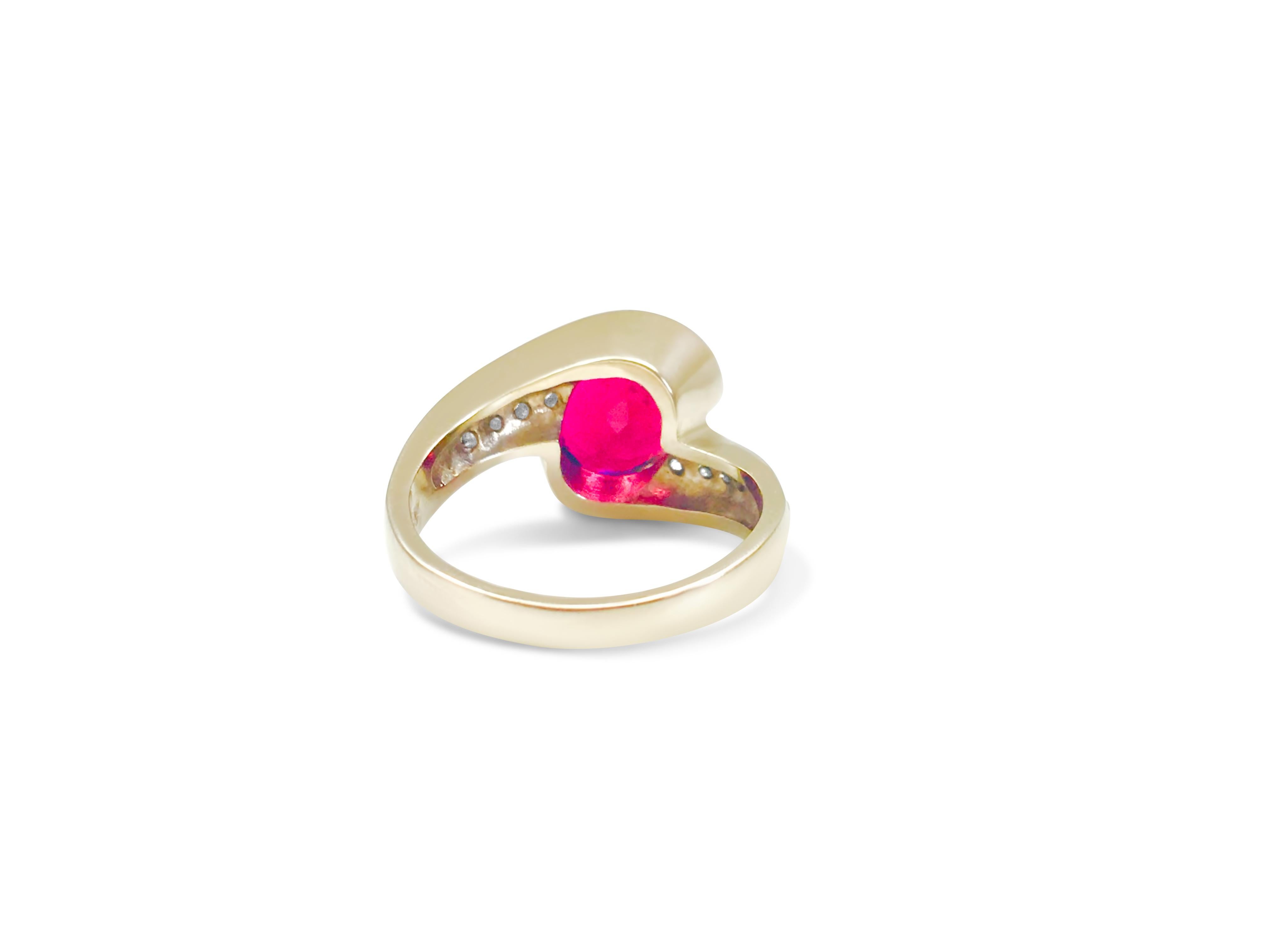 Medieval 14k Gold Vintage Rubelite & Diamond Womens Ring For Sale