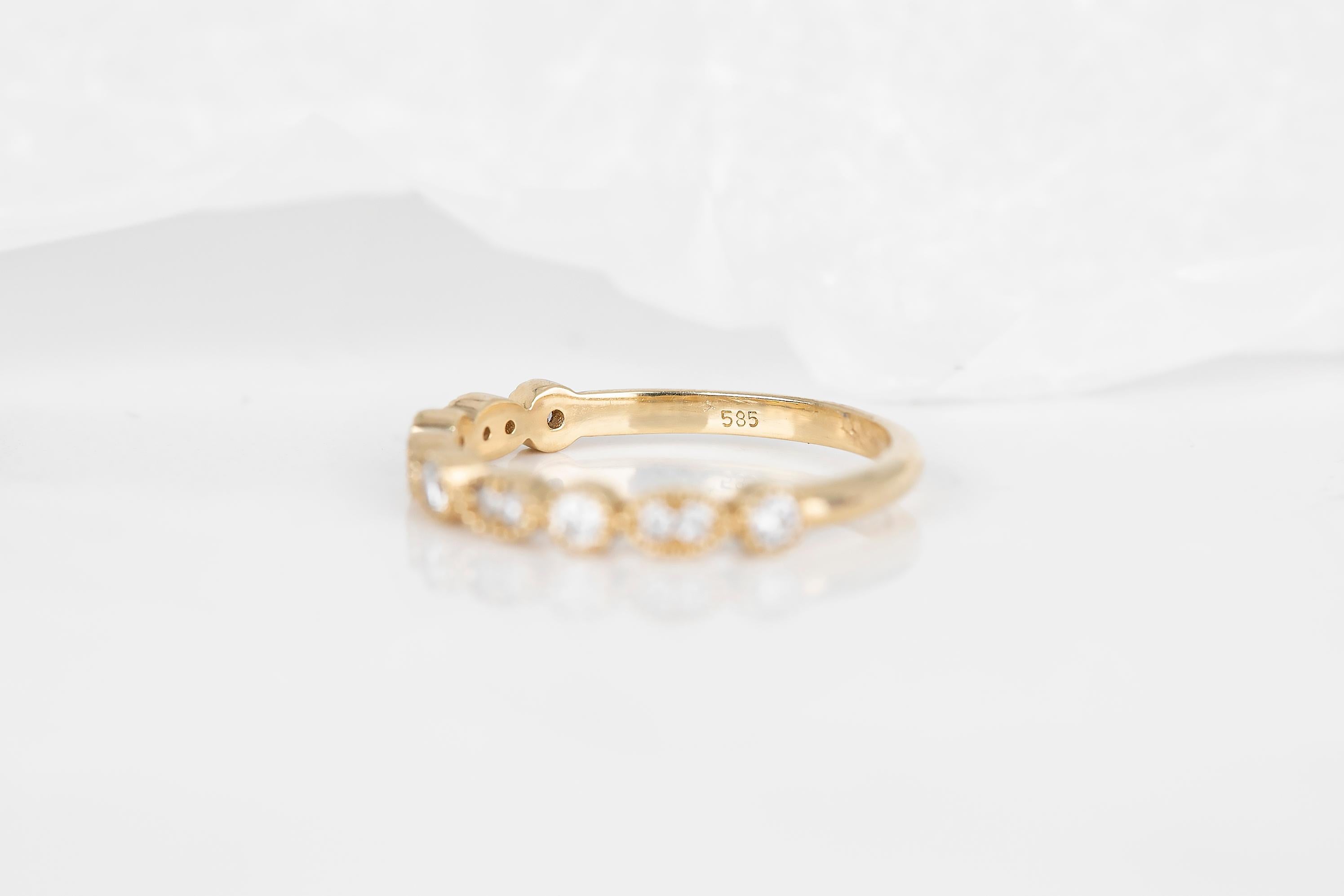 14K Gold Vintage Style 0.32 Ct. Diamond Wedding Band 10