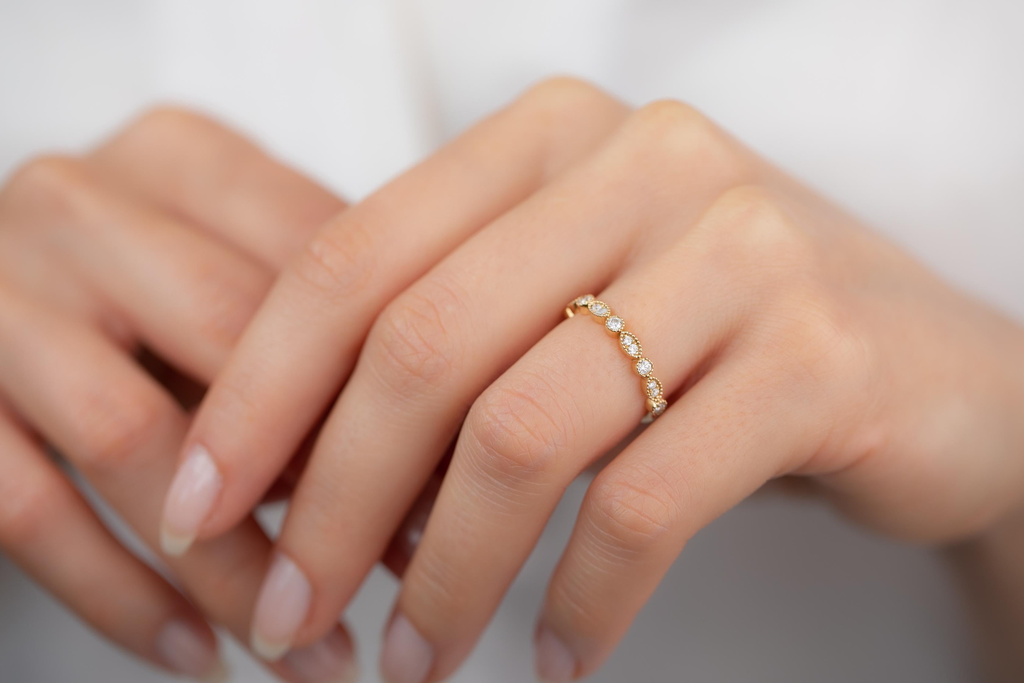 14K Gold Vintage Style 0.32 Ct. Diamond Wedding Band 2