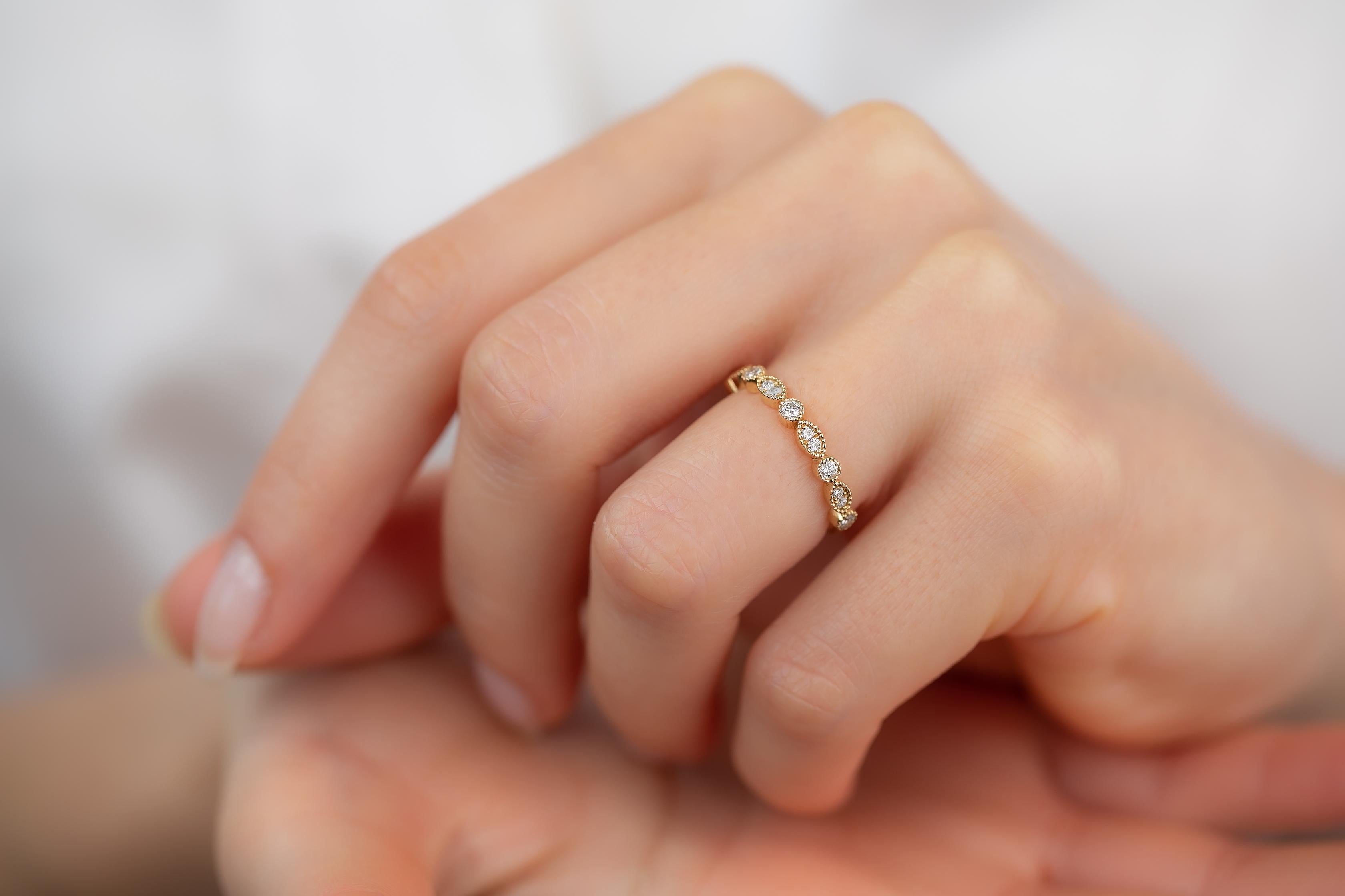 14K Gold Vintage Style 0.32 Ct. Diamond Wedding Band 3