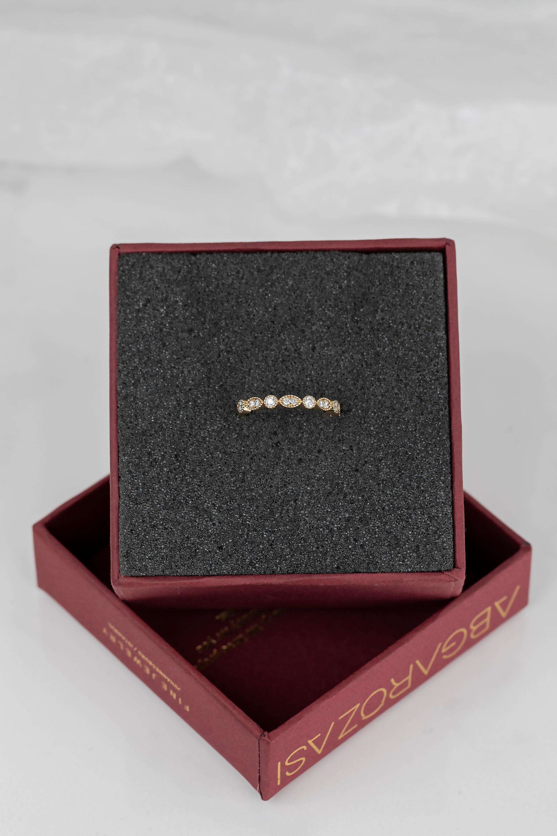 14K Gold Vintage Style 0.32 Ct. Diamond Wedding Band 6