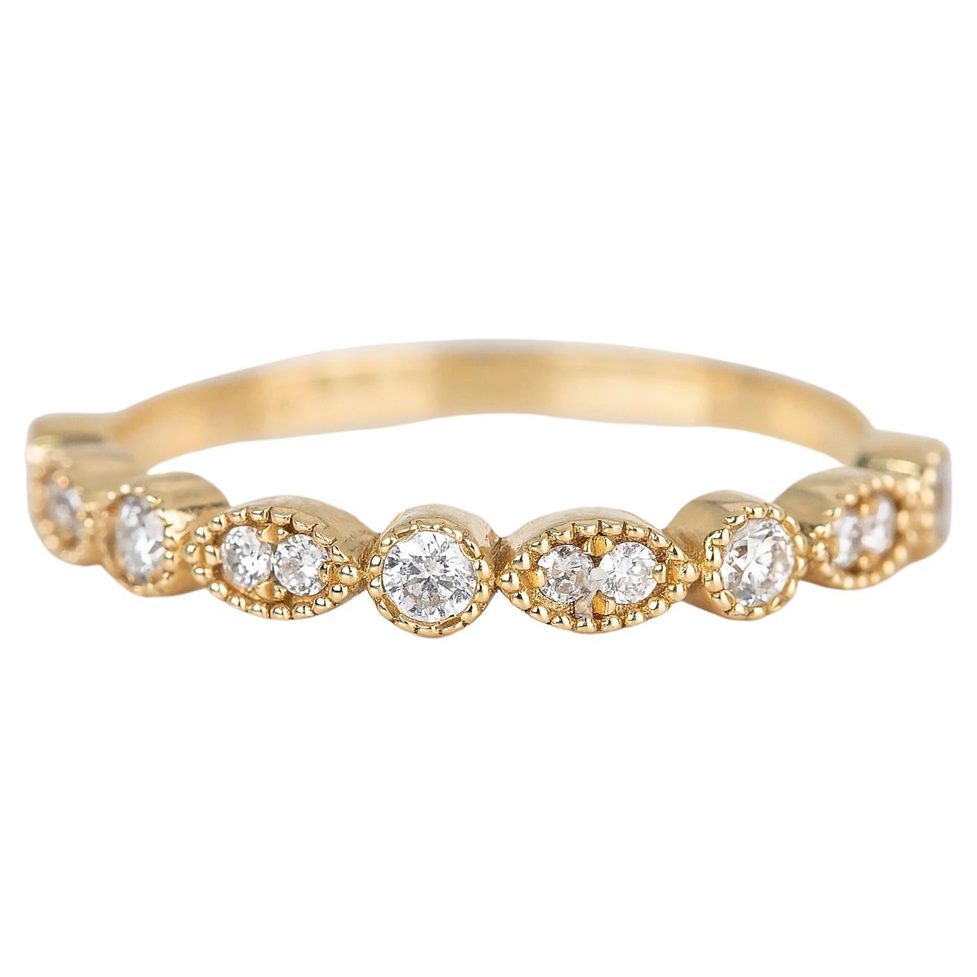 14K Gold Vintage-Stil 0,32 Karat Diamant-Hochzeitsring