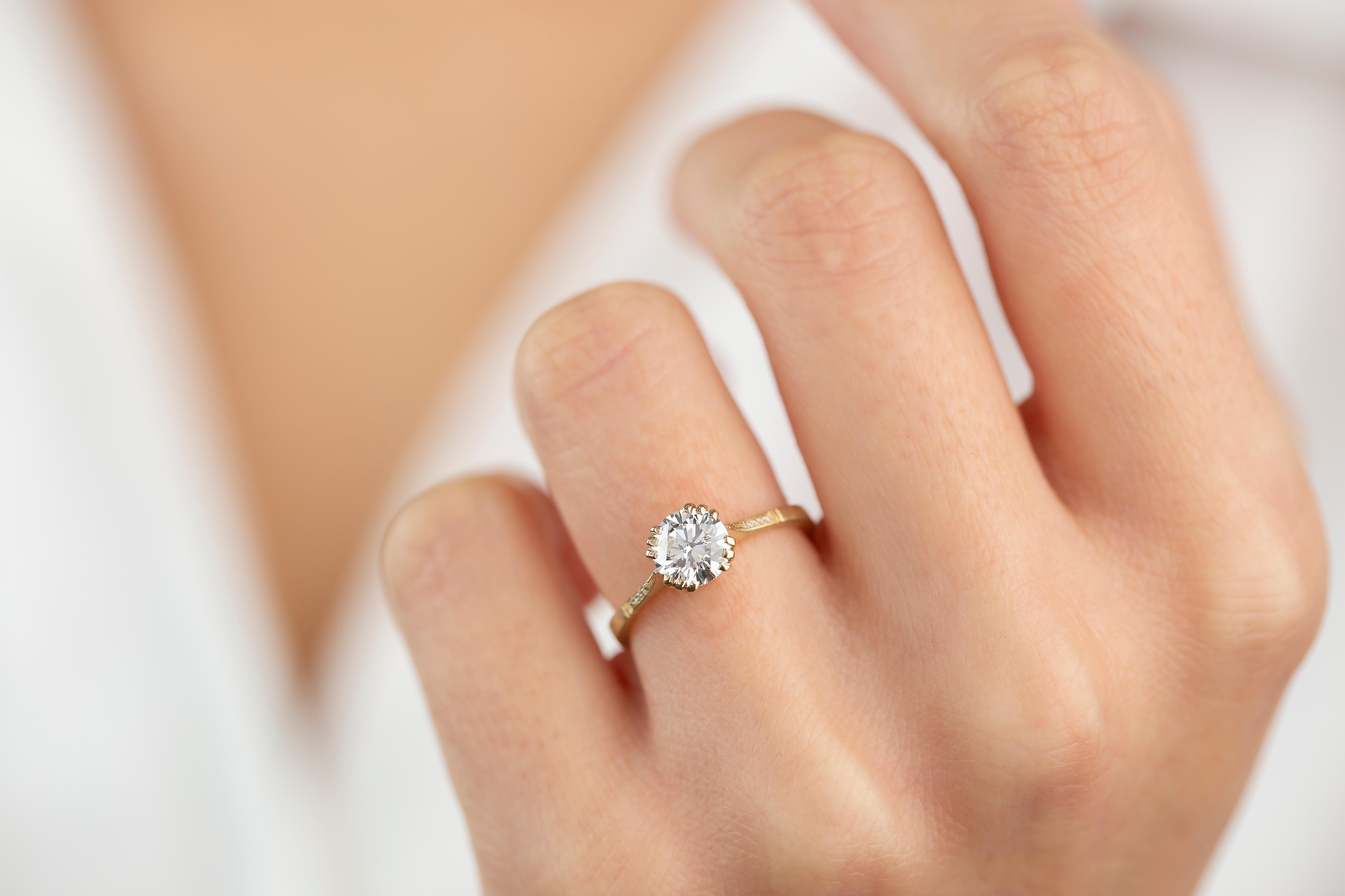 Oro 14K Estilo Vintage 1,02 ct. Anillo de compromiso solitario de diamantes - Anillo de novia  10