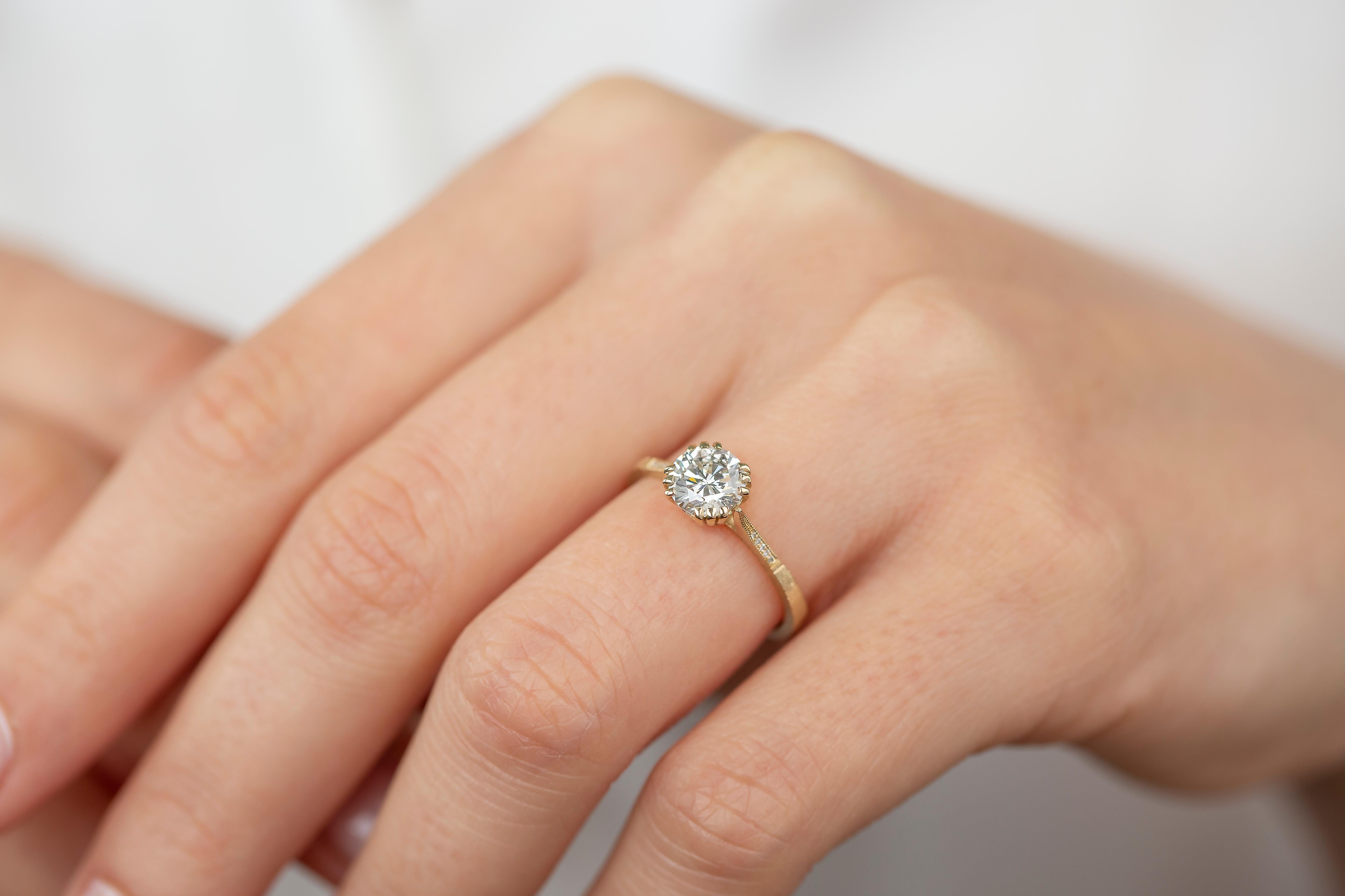 Oro 14K Estilo Vintage 1,02 ct. Anillo de compromiso solitario de diamantes - Anillo de novia  11