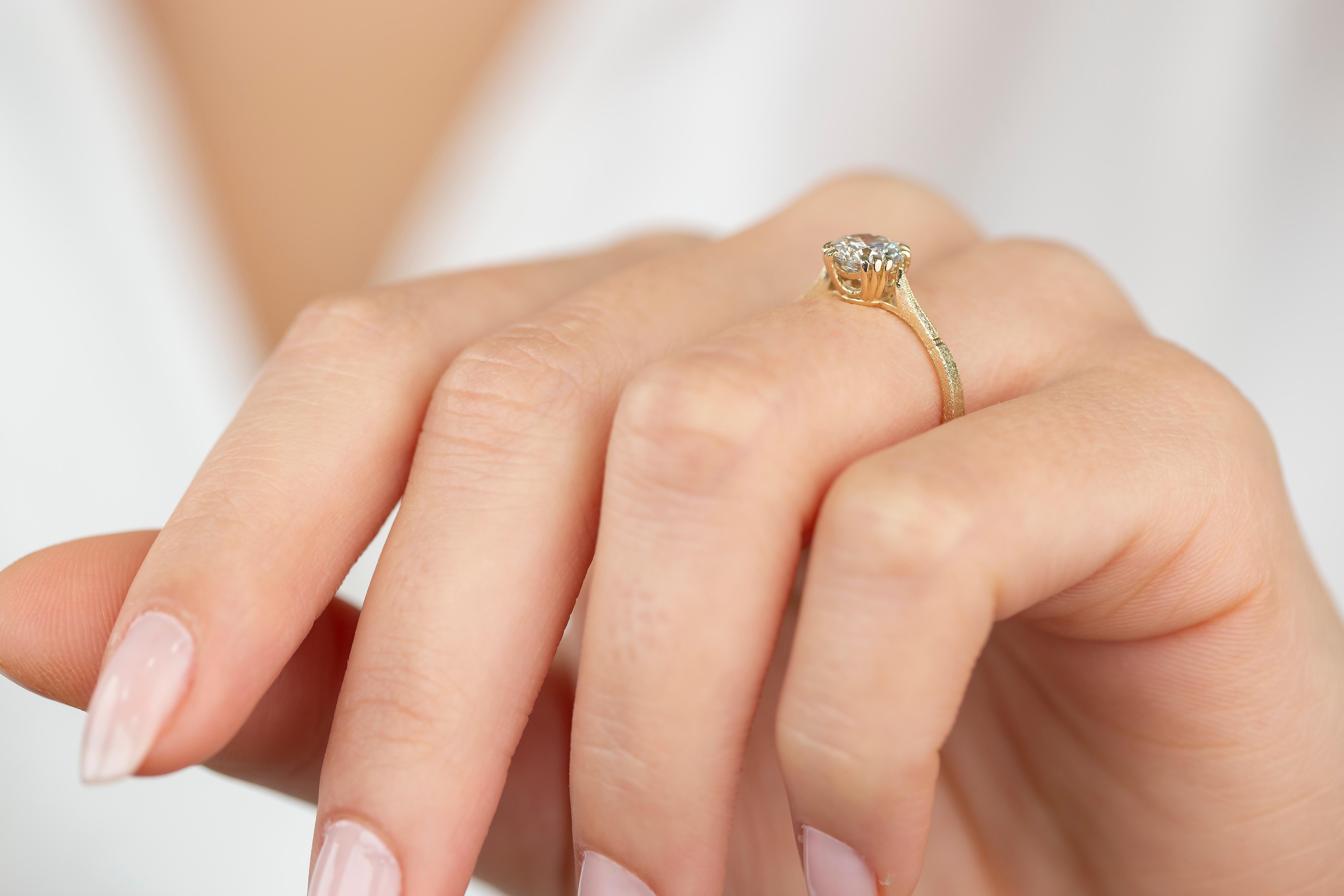 Oro 14K Estilo Vintage 1,02 ct. Anillo de compromiso solitario de diamantes - Anillo de novia  12