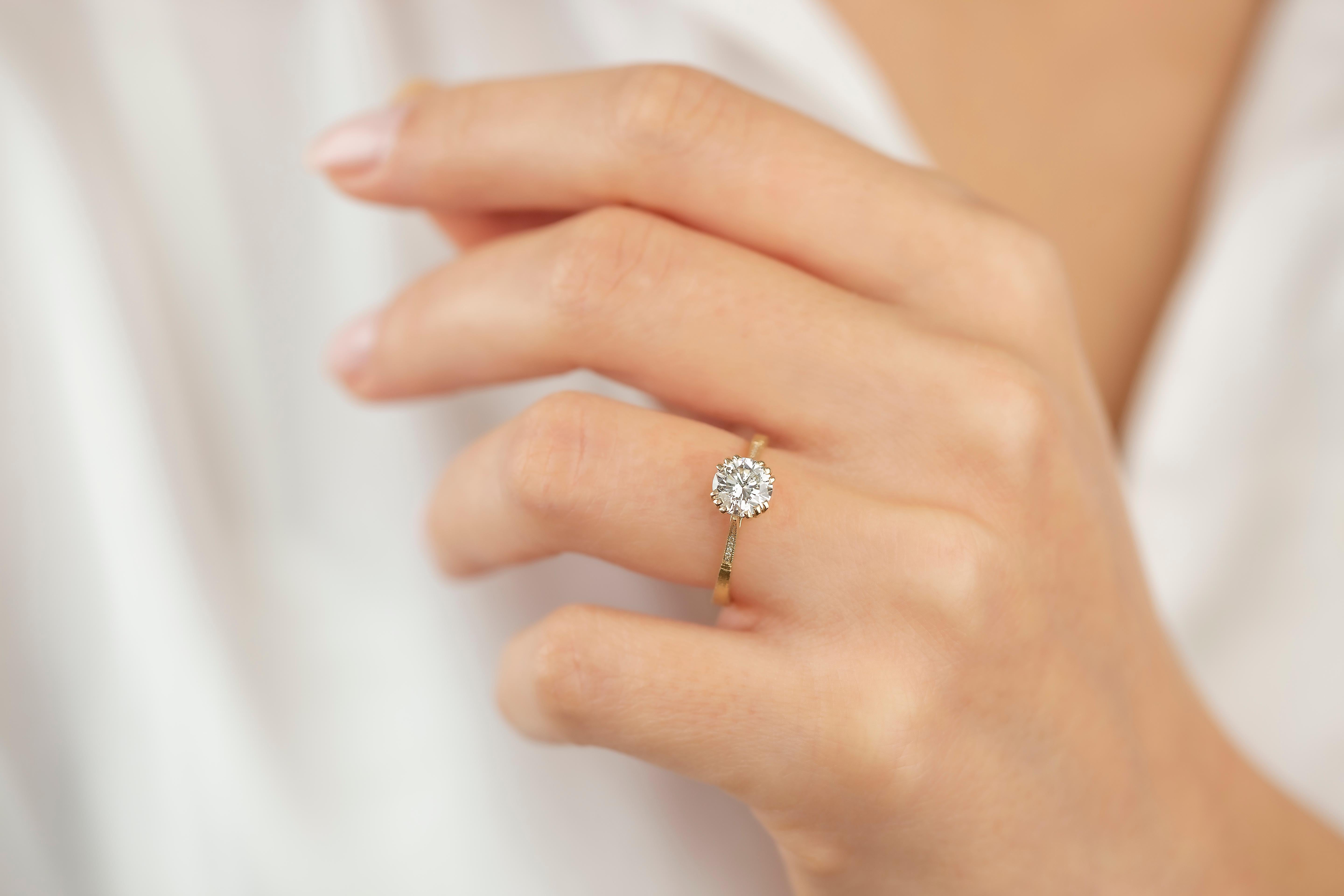 Oro 14K Estilo Vintage 1,02 ct. Anillo de compromiso solitario de diamantes - Anillo de novia  13