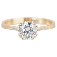 Oro 14K Estilo Vintage 1,02 ct. Anillo de compromiso solitario de diamantes - Anillo de novia