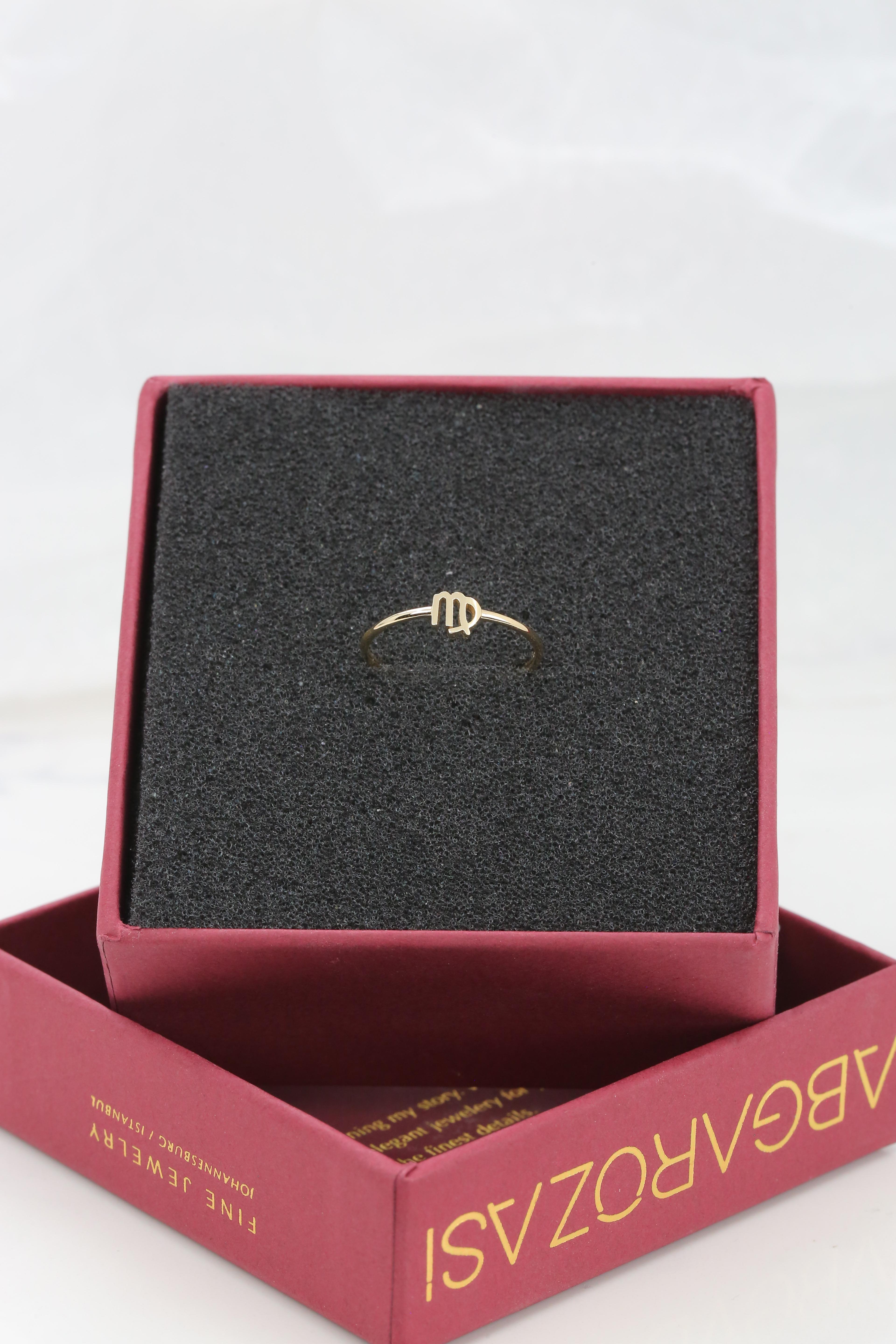 For Sale:  14K Gold Virgo Ring, Virgo Sign Ring 4