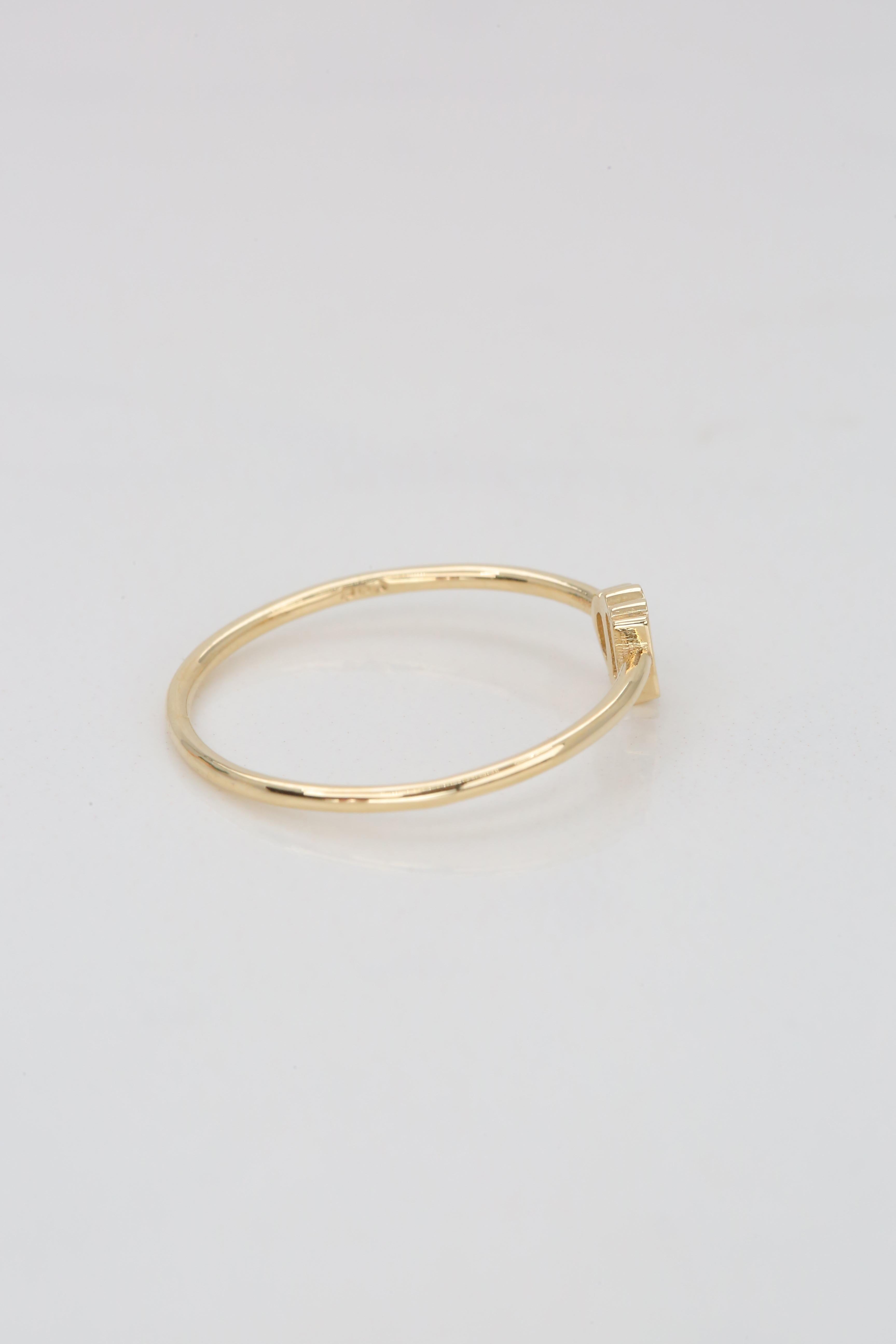 Im Angebot: Virgo-Ring aus 14 Karat Gold, Virgo-Schildring () 7