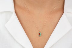 14K Gold Watermelon Necklace, Enamel Fruit Necklace