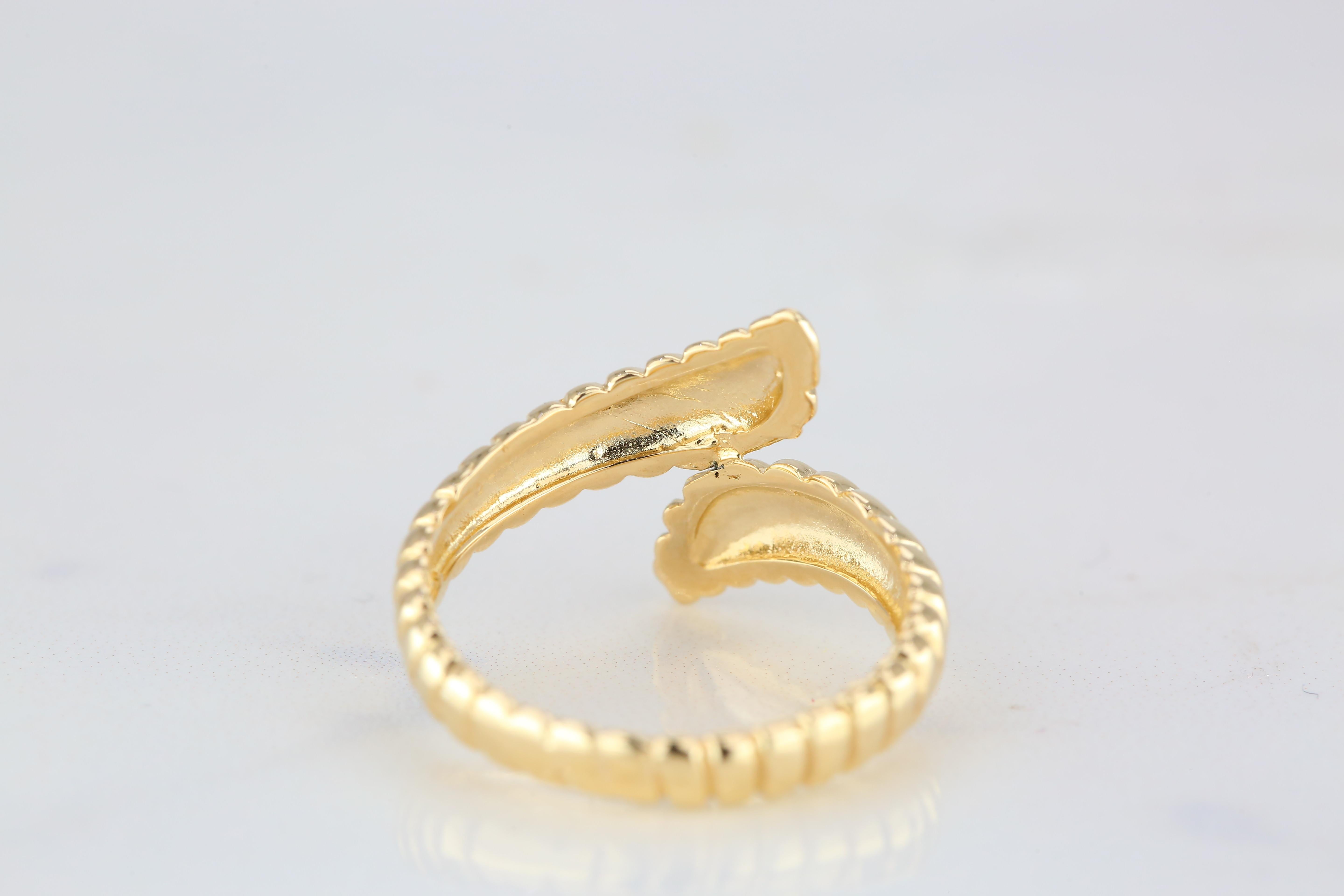 For Sale:  14K Gold Wavy Dome Ring, 14K Gold Croissant Ring, Wavy Croissant Ring 9
