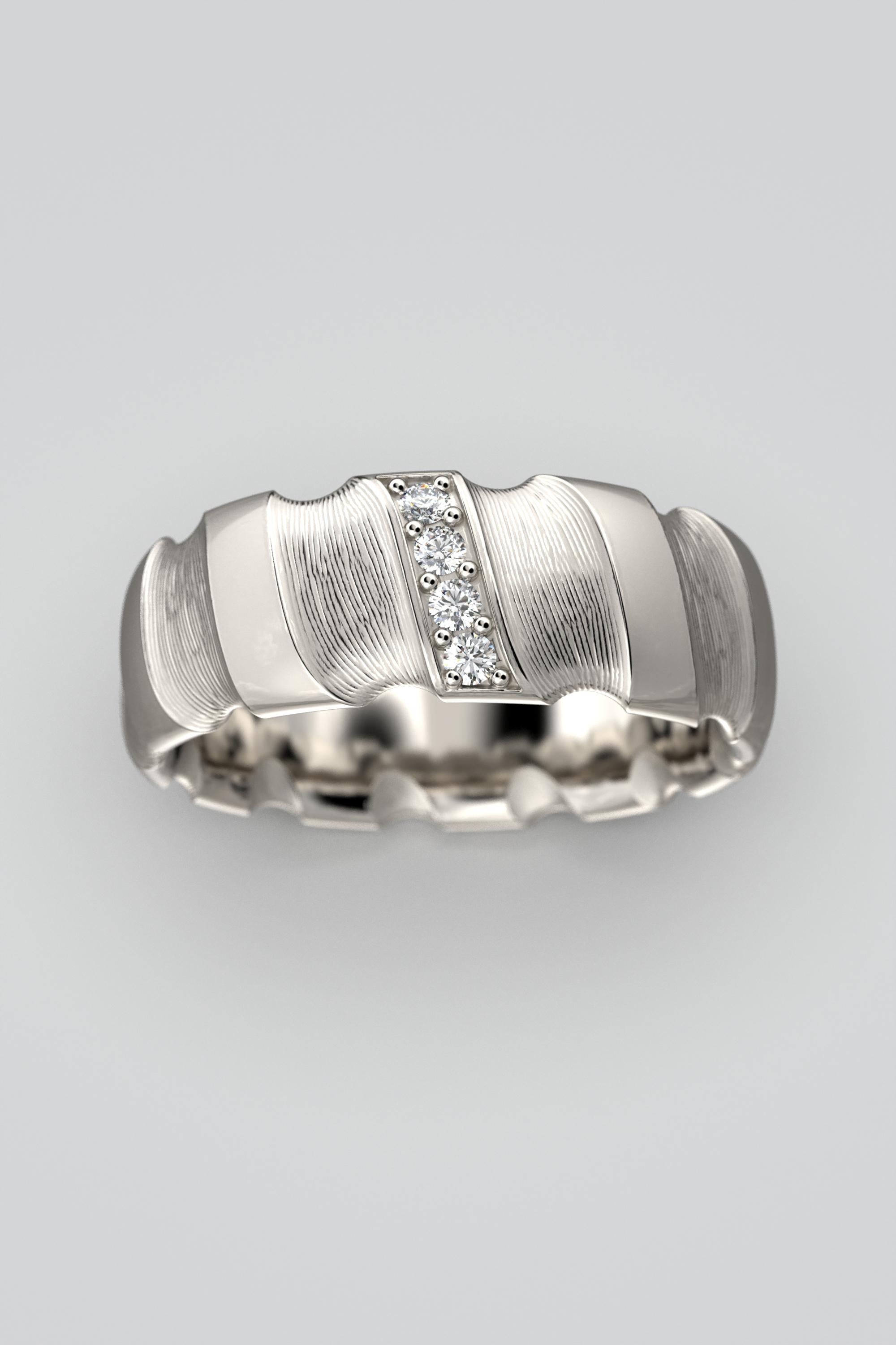 For Sale:  14k Gold Wedding Band Hand Engraved, Red White Blue American Patriotic Ring 11