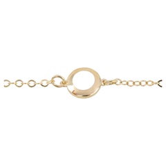 14K Gold White Enameled Round Shaped Charm Dainty Bracelet