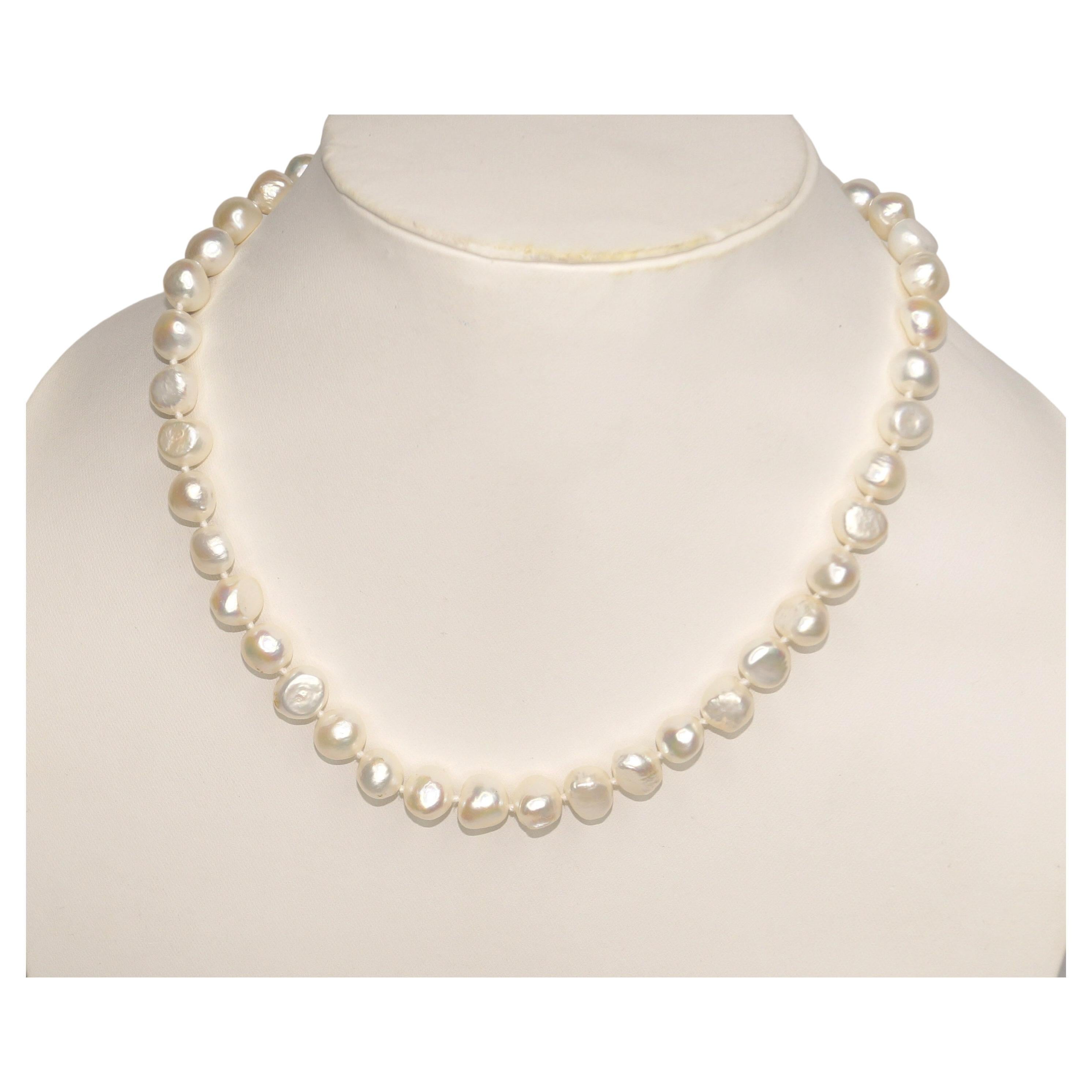 Collier de perles blanches en or 14k 18" Collier de perles des mers du sud 14mm Collier de mariage