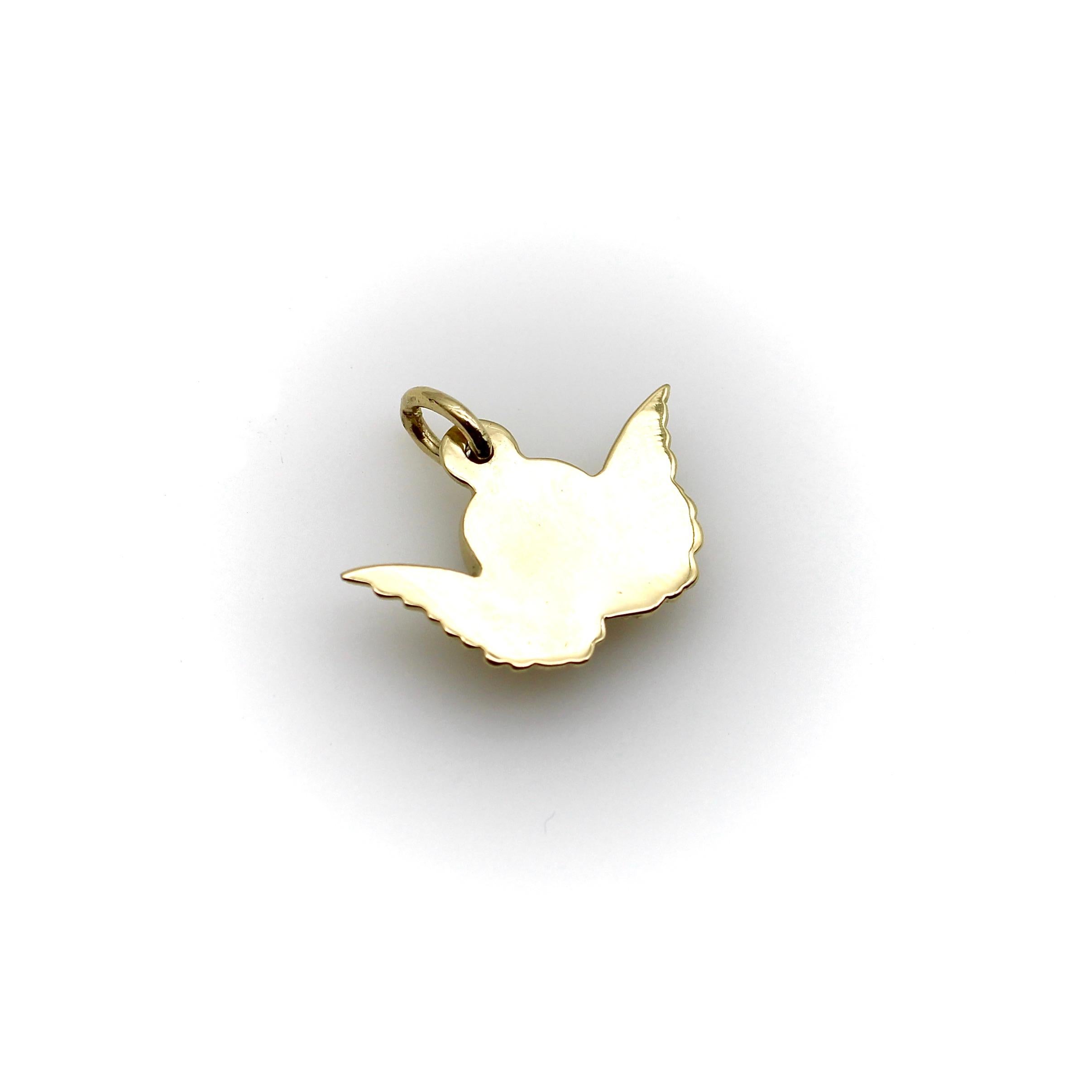 Ciondolo o Charm Cherubino Alato in oro 14K in vendita 3