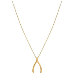 14 Karat Gold Wishbone Necklace