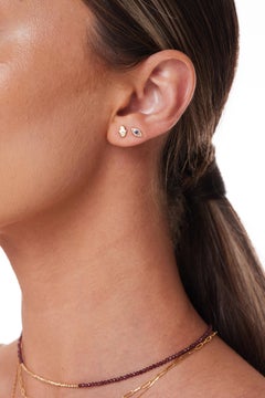 14K Gold mit Diamanten und Saphir SINGLE Evil Eye Ohrstecker
