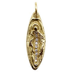 14k Gold Women’s Empowerment Vulva Pendant Charm with Diamonds