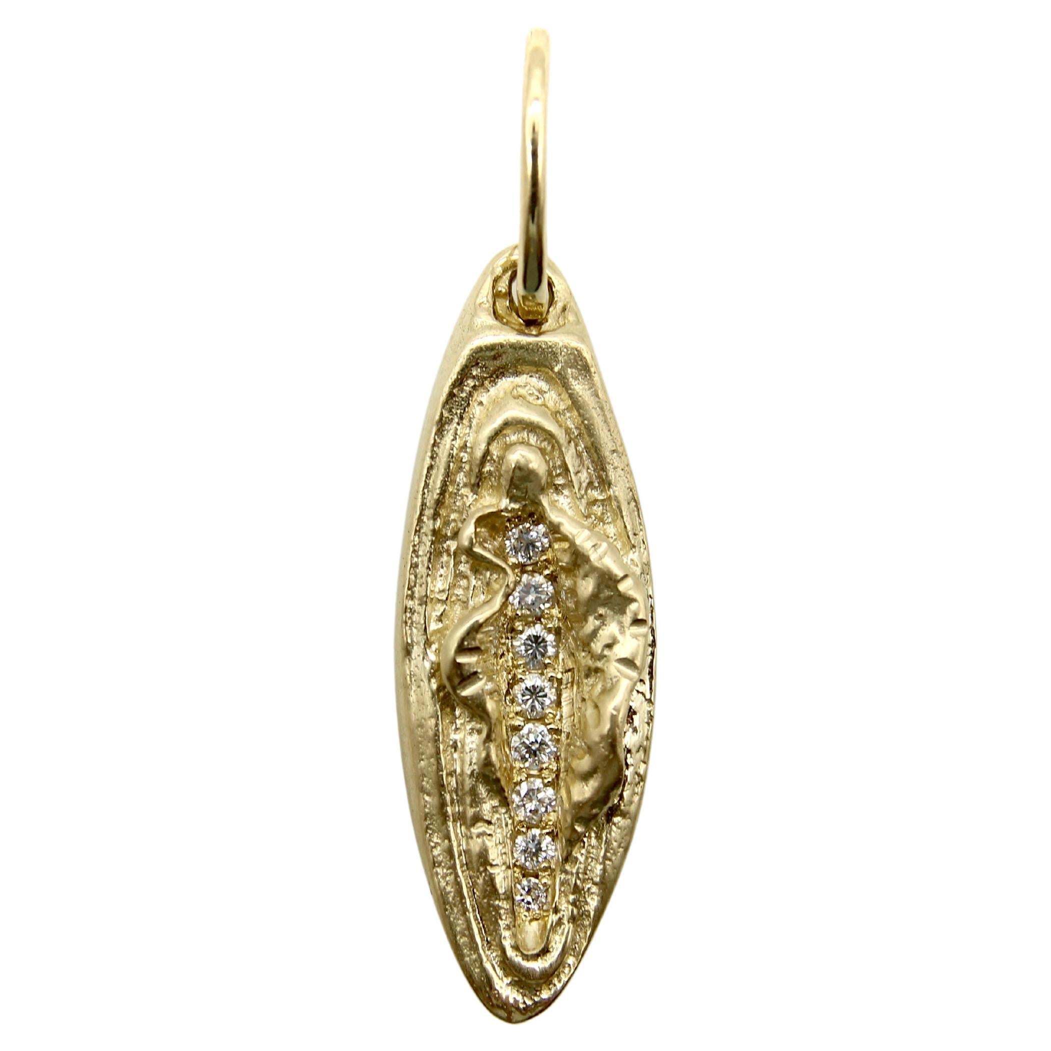 14k Gold Frauen Empowerment Vulva Anhänger Charme mit Diamanten