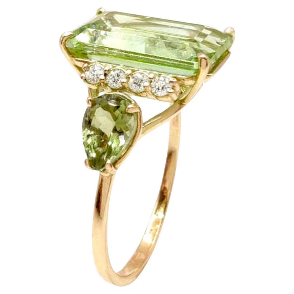 Certified 14K Yellow Gold Women's Cocktail Ring - Coral, Diamonds ...