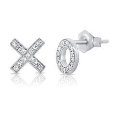 14k Gold XO Diamond Stud Earrings - 1/10 cttw