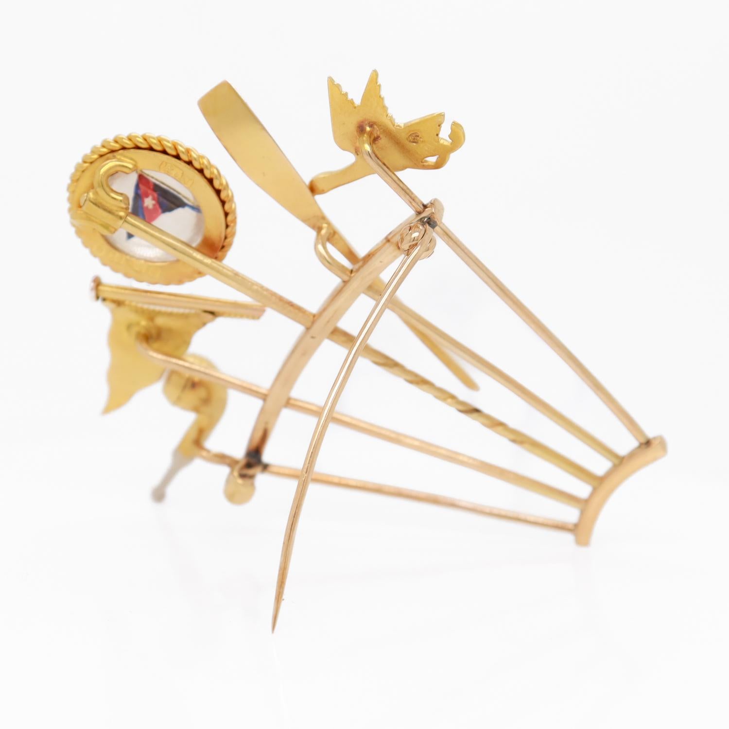 Spilla a bastone in oro 14K per yachting, canottaggio e caccia all'anatra in vendita 4