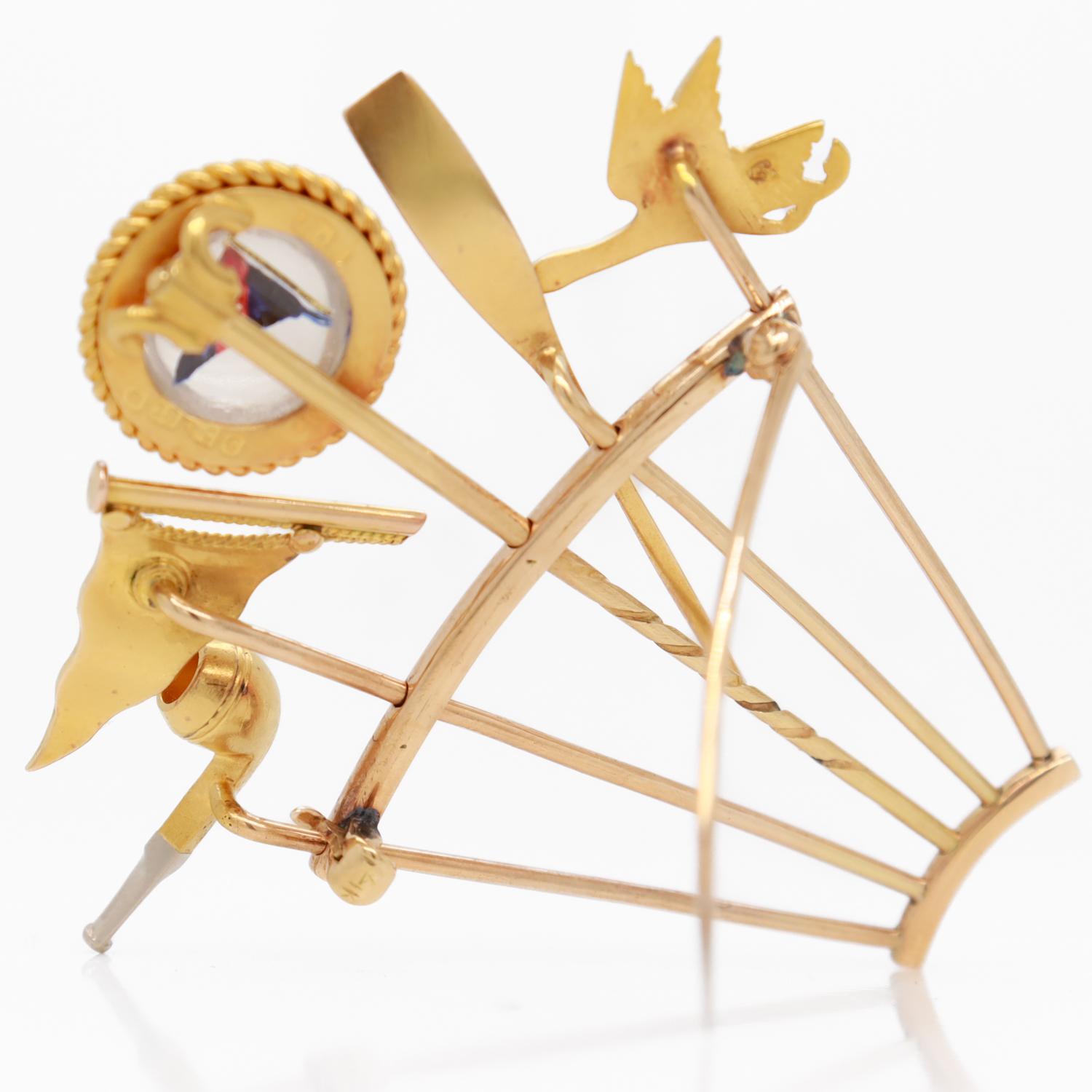 Spilla a bastone in oro 14K per yachting, canottaggio e caccia all'anatra in vendita 5