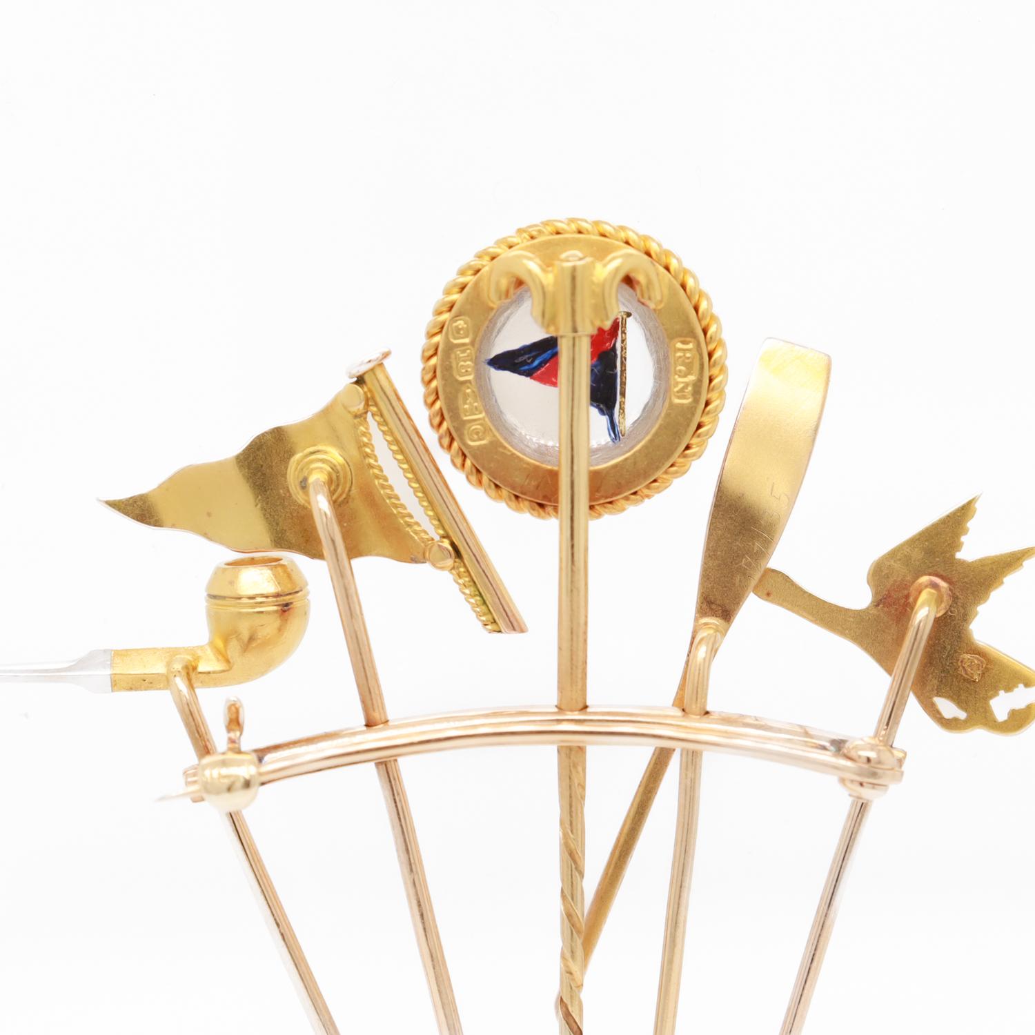Spilla a bastone in oro 14K per yachting, canottaggio e caccia all'anatra in vendita 6