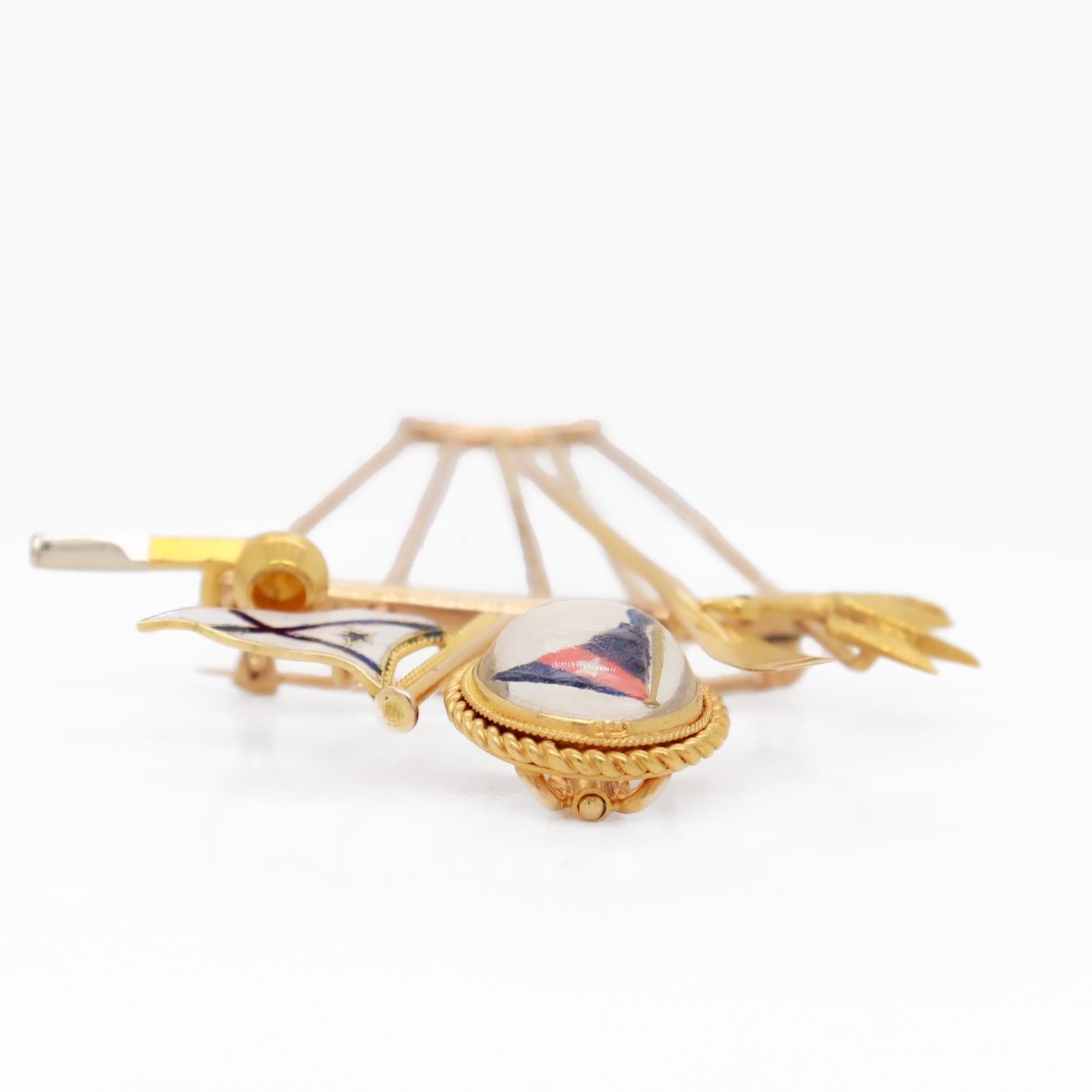 Spilla a bastone in oro 14K per yachting, canottaggio e caccia all'anatra in vendita 3