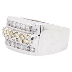 14K Gold, Yellow Diamond, & White Diamond Men's Rectangular Signet Style Ring