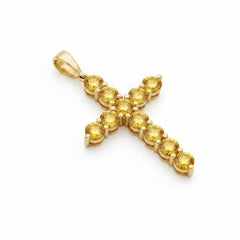 14k gold Yellow Sapphire Cross Pendant