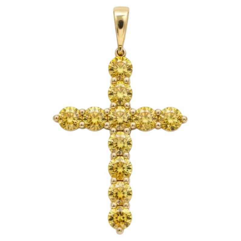 14k gold Yellow Sapphire Cross Pendant