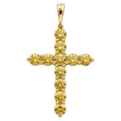 14k gold Yellow Sapphire Cross Pendant