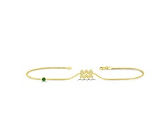 14K Gold 0.14 Ct Diamond Aquarius Zodiac bracelet Ruby Emerald sapphire stone