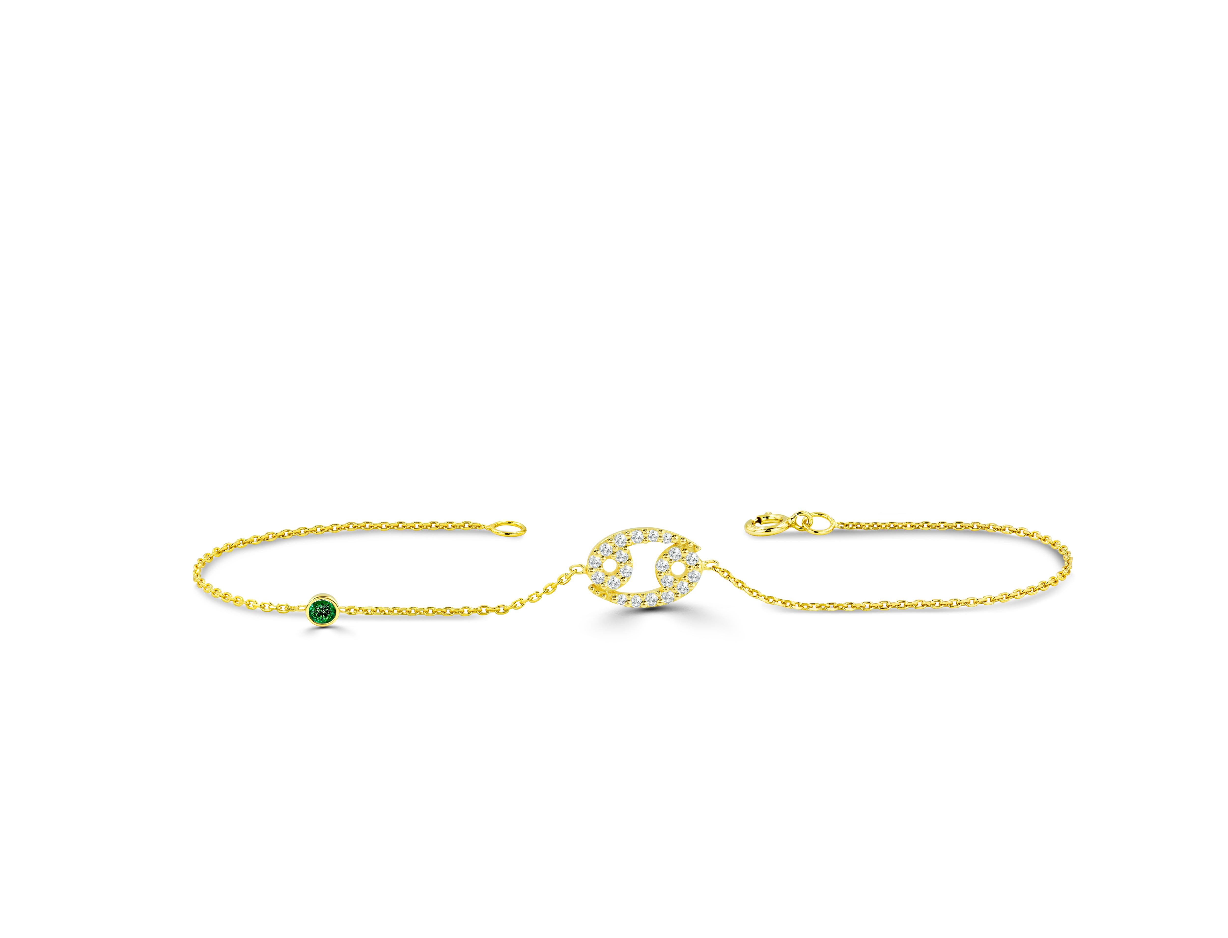 This Cancer Diamond Bracelet is meant to represent you. This Zodiac sign bracelet comes with a birthstone of your choice- Ruby, Sapphire, or Emerald. Our collection of zodiac jewelry includes this stunning Diamond Cancer Bracelet. All Cancers out