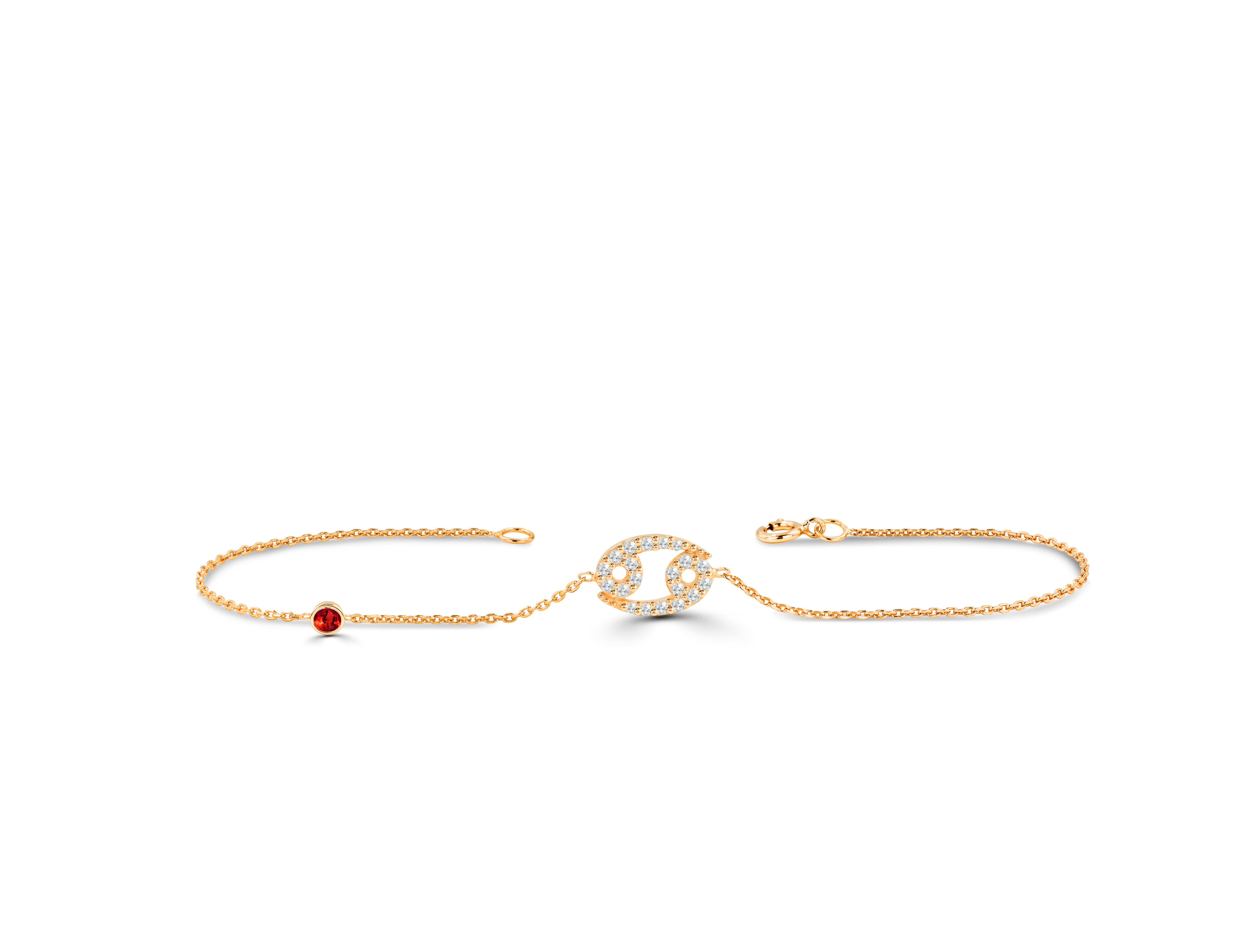 14K Gold 0,42 Karat Diamant Cancer Sternzeichen-Armband mit Rubin, Smaragd, Saphir und Stein (Moderne) im Angebot