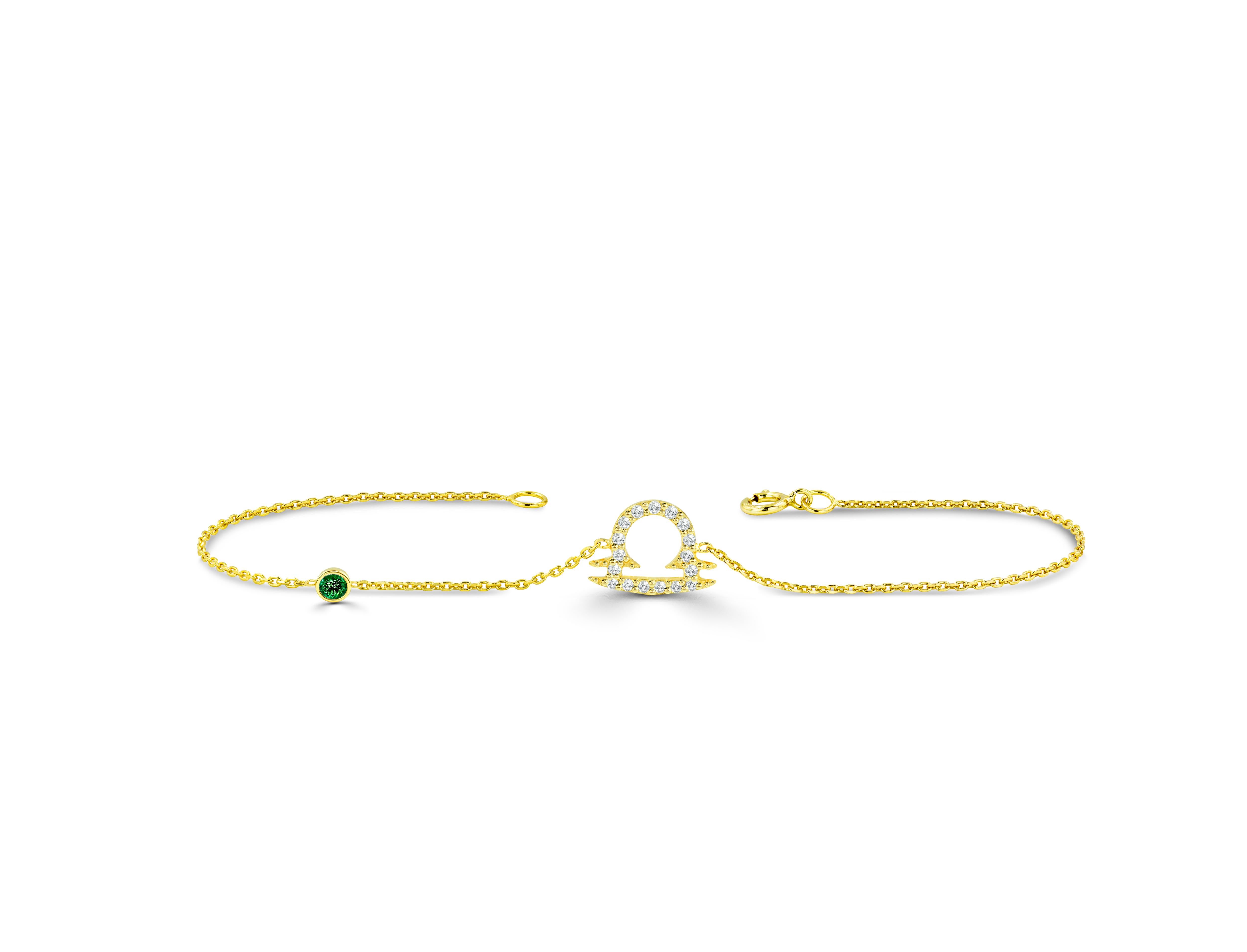 This Libra Diamond Bracelet is meant to represent you. This Zodiac sign bracelet comes with a birthstone of your choice- Ruby, Sapphire, or Emerald. Our collection of zodiac jewelry includes this stunning Diamond Libra Bracelet. All Leos out there,