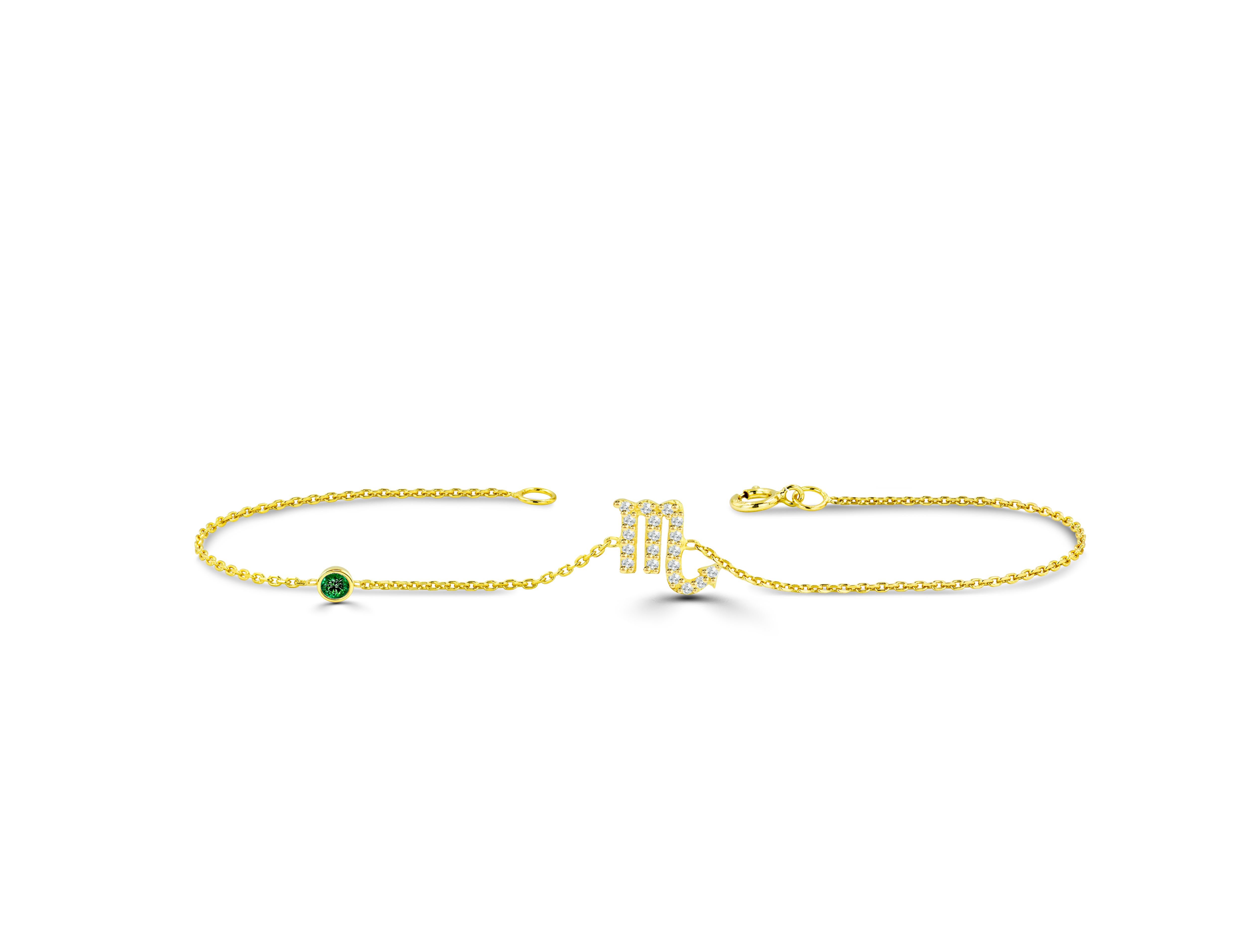 This Scorpio Diamond Bracelet is meant to represent you. This Zodiac sign bracelet comes with a birthstone of your choice- Ruby, Sapphire, or Emerald. Our collection of zodiac jewelry includes this stunning Diamond Scorpio Bracelet. All Scorpios out
