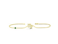 14K Gold 0.39 Ct Diamond Virgo Zodiac bracelet with Ruby Emerald sapphire stone