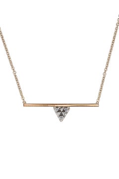 14k Gold Zoë Chicco Bar Triangle Diamond Pendant Necklace